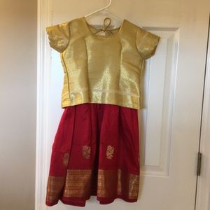Girls Lehnga dress 🇮🇳 India gold cranberry
